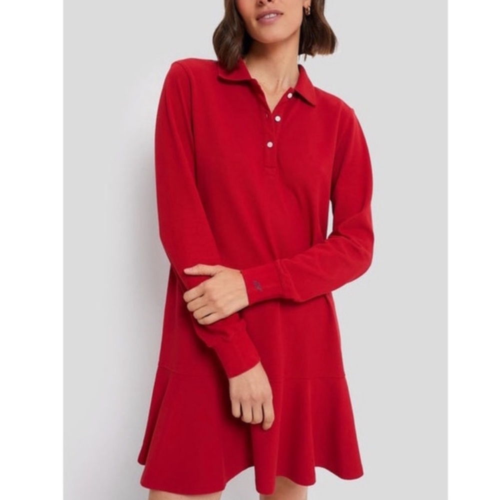 NWT Tuckernuck Polo Dress Long Sleeve Pique May XS Drop Waist Loose Fit Cotton